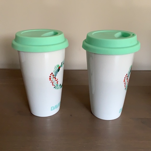 David’s Tea Christmas Wreath Ceramic To Go Cups - Picture 5 of 7